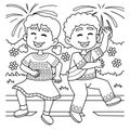 Boy and Girl Dancing on Juneteenth Coloring Page Royalty Free Stock Photo