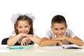 Boy and girl at the desk