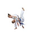Boy and girl doing judo throws Royalty Free Stock Photo