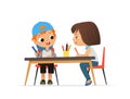 Boy and Girl Draw Pictures with pencils. Isolated on a White Background