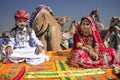 Boy and girl dressed as prince and princess at Desert Festival in Rajasthan