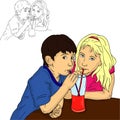 Boy and girl drinks Royalty Free Stock Photo