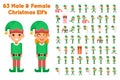 Boy And Girl Elf Characters Christmas Santa Claus Helper in Different Poses and Actions Teen Icons Set New Year Gift