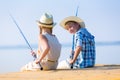 Boy and girl with fishing rods Royalty Free Stock Photo