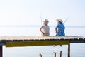 Boy and girl with fishing rods Royalty Free Stock Photo