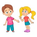 Boy and girl. Funny vector teen characters.