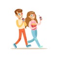 Boy And Girl Going To Cinema Together, Part Of Happy People In Movie Theatre Series Royalty Free Stock Photo