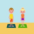 Boy and girl got ready for the physical exercises Royalty Free Stock Photo
