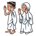 Boy And Girl Hajj Praying Vector Illustration Royalty Free Stock Photo