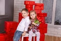 Boy and girl hugging. Valentines day. Love, friendship and fun. Royalty Free Stock Photo