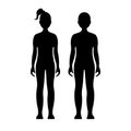 Boy and girl. Human front side Silhouette. Isolated on White Background. Vector illustration.