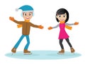 Boy and girl on icerink. Royalty Free Stock Photo