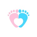 Boy or girl icon. Gender reveal concept. Childs footsteps. Family. Pregnancy. Vector on isolated white background. EPS 10 Royalty Free Stock Photo