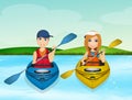 Boy and girl with kayak