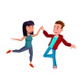 Boy And Girl Kids Couple Dancers Dancing Vector