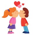 Boy and girl kissing.