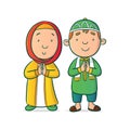 Boy and girl muslim character