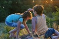 Boy and girl at the nature Royalty Free Stock Photo