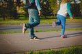 Boy and girl play hopscotch on playground outdoors Royalty Free Stock Photo