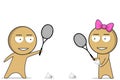 Girl and boy playing badminton. Royalty Free Stock Photo