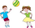 Boy and girl playing ball Royalty Free Stock Photo