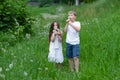 A boy with a girl playing. Royalty Free Stock Photo