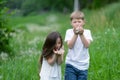 A boy with a girl playing. Royalty Free Stock Photo