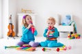 Boy and girl playing flute Royalty Free Stock Photo