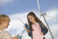 Boy And Girl Playing With Walkie-Talkies Royalty Free Stock Photo