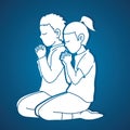 Boy and Girl Praise God, Prayer, Christian praying, Thank you GOD Royalty Free Stock Photo