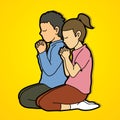 Boy and Girl pray together, Prayer, Christian praying children pray with God Royalty Free Stock Photo