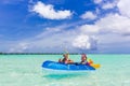 Boy and girl in raft Royalty Free Stock Photo