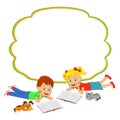 Boy and girl reading a book Royalty Free Stock Photo