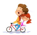 Boy with girl riding a bike