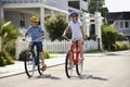 Boy and Girl Riding Bikes