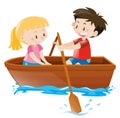 Boy and girl in rowboat