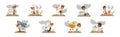 Boy and Girl Scientist Kid Character at Table Fail with Test and Experiment Vector Set