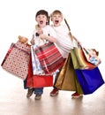 Boy and girl with shopping bag.