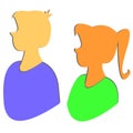 Boy and Girl - Silhouette Royalty Free Stock Photo