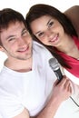 Boy and girl singing Royalty Free Stock Photo
