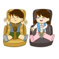 Boy and girl sitting on car seat Royalty Free Stock Photo