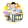 Cartoon flat illustration - three students