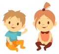 Boy and girl sitting together. Happy cartoon kids Royalty Free Stock Photo