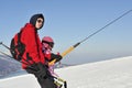 Boy and girl on the skilift