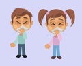 Boy and Girl with Sneezing Symptom