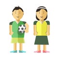 Boy, girl and soccer ball. Royalty Free Stock Photo