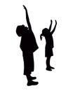 A boy and a girl standing body silhouette vector Royalty Free Stock Photo