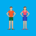 Boy and girl are standing holding arms akimbo Royalty Free Stock Photo