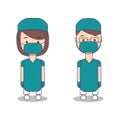 boy and girl surgery doctor with mask and surgical glove healthcare medicine operation treatment consultant disease