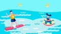 Boy and Girl Swimming in Sea Vector Illustration Royalty Free Stock Photo